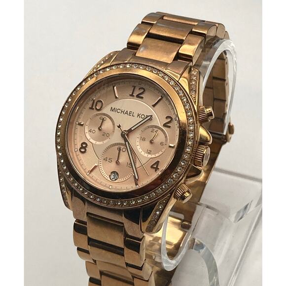 Michael Kors Blair MK-5263 Women's Watch 42MM Rose Gold Chrono-New Battery-WR - Picture 1 of 8
